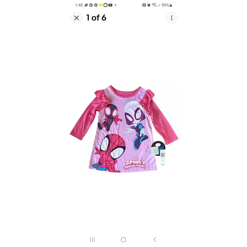 Marvel Spidey‎ Amazing Friends Little Girl's Nightgown, Soft & Cute Size 2T Pink